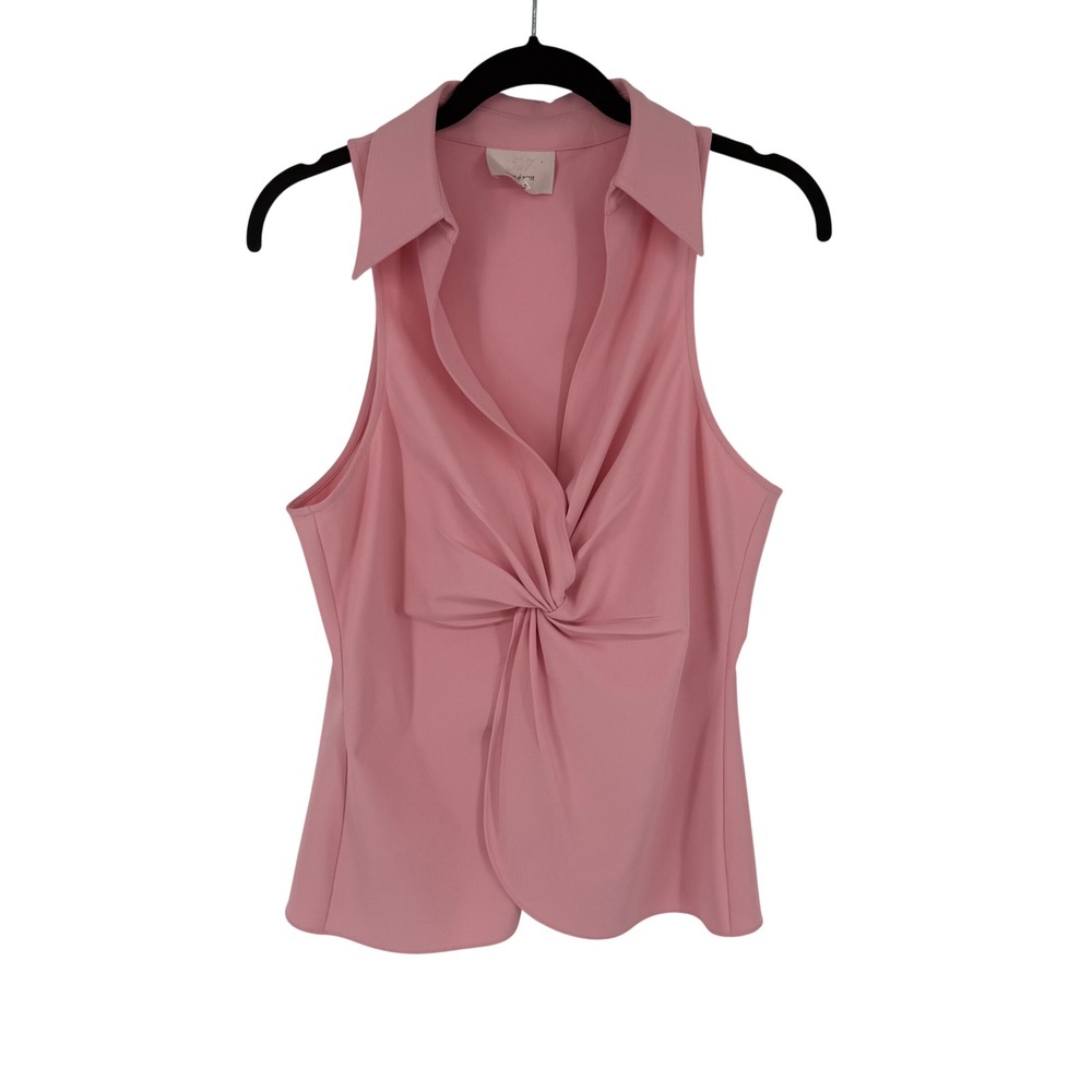 Cinq‎ a Sept Sleeveless Top Womens Medium Pink Twist Front V-Neck Blouse